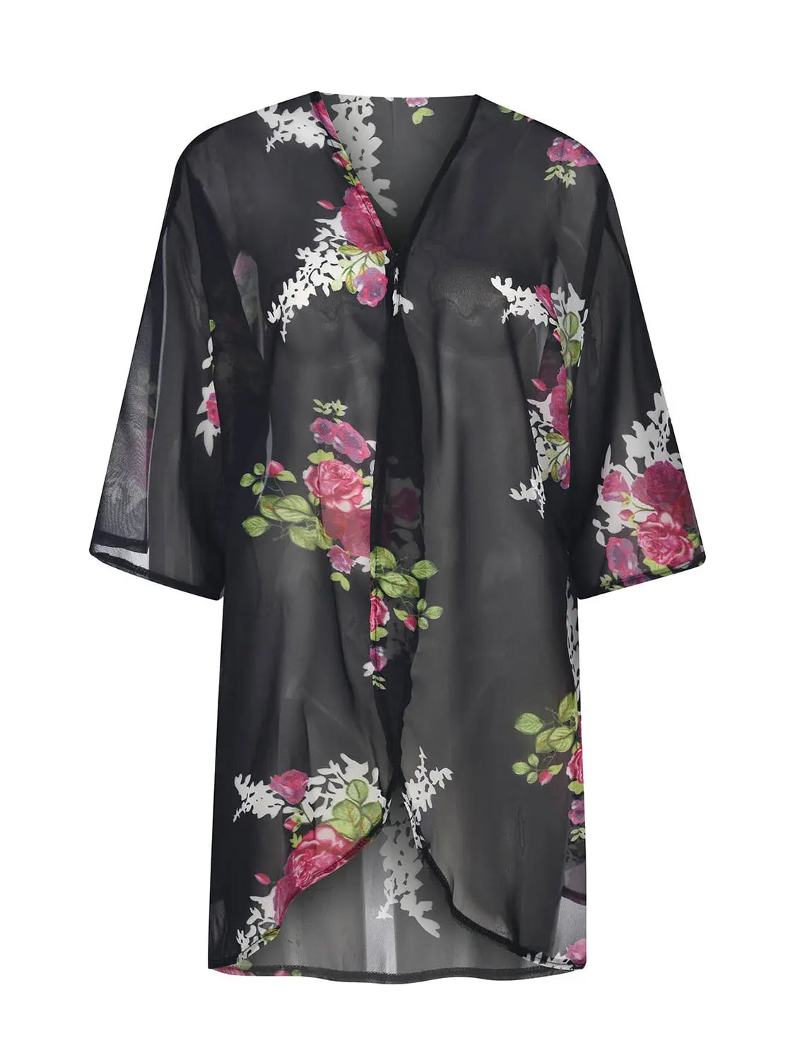 Open Front Half Sleeve Cover-Up Trendsi