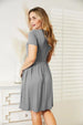  Full Size Short Sleeve Dress with Pockets -BazaarBey - www.shopbazaarbey.com