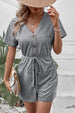 BazaarBey V-Neck Short Sleeve Tied Romper 