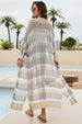 Striped Open Front Side Slit Duster Cover Up Trendsi