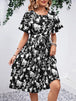 Printed Round Neck Short Sleeve Dress -BazaarBey - www.shopbazaarbey.com