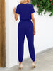 Short Sleeve V-Neck Jumpsuit with Pockets Trendsi