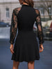 Lace Tie Neck Flounce Sleeve Dress -BazaarBey - www.shopbazaarbey.com