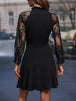 Lace Tie Neck Flounce Sleeve Dress -BazaarBey - www.shopbazaarbey.com