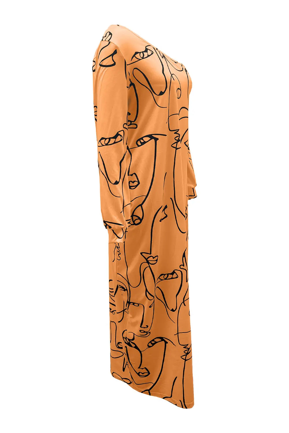 Printed Single Shoulder Lantern Sleeve Maxi Dress -BazaarBey - www.shopbazaarbey.com