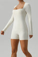 Square Neck Long Sleeve Active Romper Trendsi