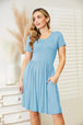  Full Size Short Sleeve Dress with Pockets -BazaarBey - www.shopbazaarbey.com