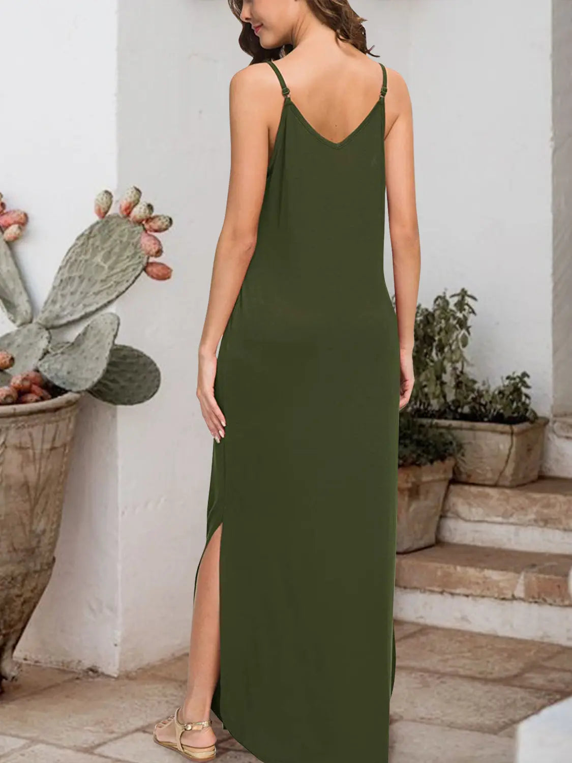 Slit Scoop Neck Sleeveless Dress -BazaarBey - www.shopbazaarbey.com