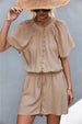 Buttoned Gather Detail Romper Bazaarbey