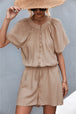 Buttoned Gather Detail Romper Bazaarbey
