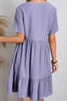 Full Size Ruched V-Neck Short Sleeve Dress -BazaarBey - www.shopbazaarbey.com