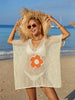 Openwork Flower V-Neck Short Sleeve Cover Up Trendsi