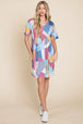  Ruched Color Block Short Sleeve Dress -BazaarBey - www.shopbazaarbey.com
