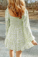 Smocked Floral Square Neck Balloon Sleeve Dress -BazaarBey - www.shopbazaarbey.com