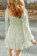 Smocked Floral Square Neck Balloon Sleeve Dress -BazaarBey - www.shopbazaarbey.com