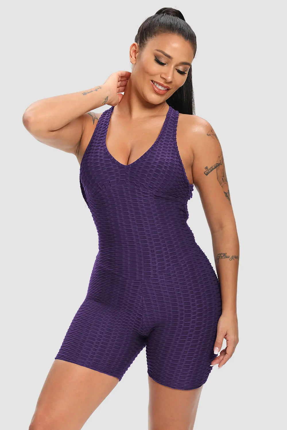  Wide Strap Active Romper Trendsi
