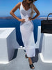 Slit Openwork V-Neck Sleeveless Cover Up Trendsi