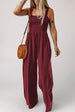 Smocked Square Neck Wide Leg Jumpsuit with Pockets Trendsi
