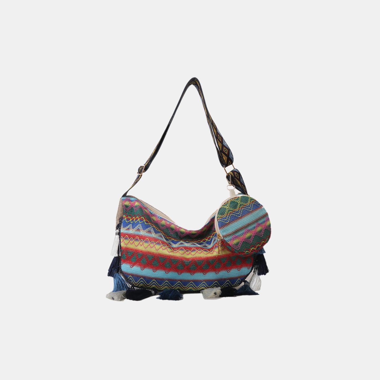 Printed Tassel Detail Crossbody Bag with Small Purse Trendsi