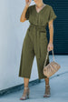 Tie-Waist Buttoned Cropped Jumpsuit Trendsi