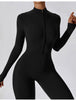 Zip Up Mock Neck Long Sleeve Jumpsuit Trendsi