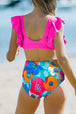 Cropped Swim Top and Floral Bottoms Set Trendsi