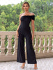 BazaarBey Ruched One Shoulder Jumpsuit 