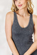  Ribbed V-Neck Sleeveless Jumpsuit Trendsi