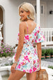 Floral Asymmetrical Neck Tie Waist Romper Trendsi