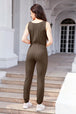 Drawstring Round Neck Sleeveless Jumpsuit Trendsi