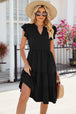 Ruched Notched Cap Sleeve Dress -BazaarBey - www.shopbazaarbey.com