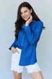  Blue Jean Baby Denim Button Down Shirt Top in Dark Blue Bazaarbey