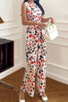 Printed Surplice Neck Sleeveless Jumpsuit Trendsi