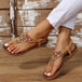 Beaded PU Leather Open Toe Sandals Trendsi