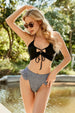 Halter Neck Top and Houndstooth Bottom Bikini Set Trendsi