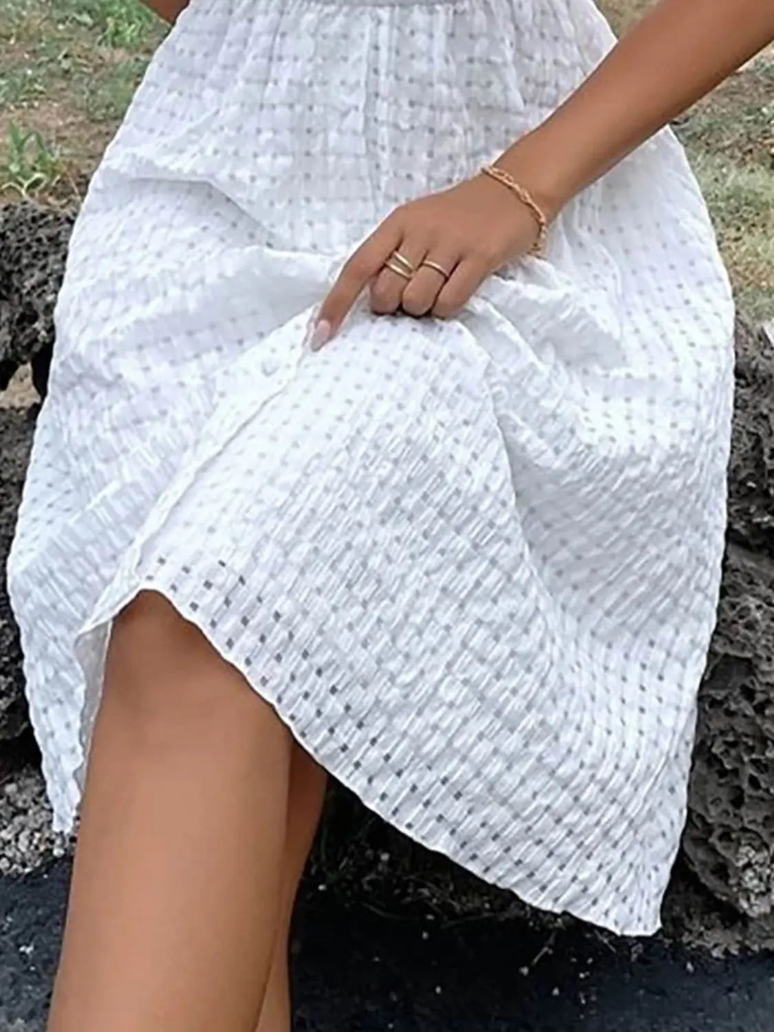 Textured  Short Sleeve Dress -BazaarBey - www.shopbazaarbey.com