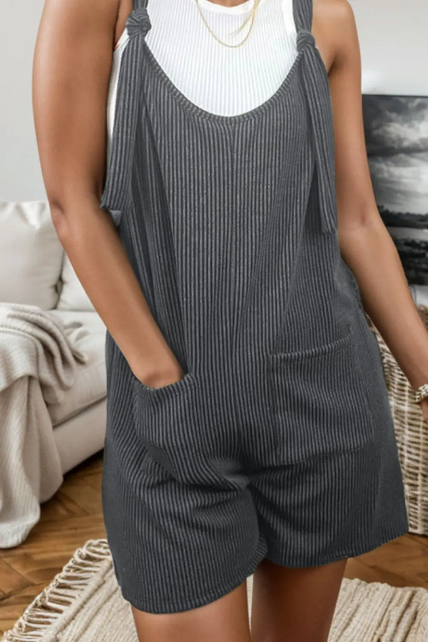 Scoop Neck Striped Wide Strap Romper Trendsi