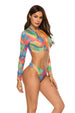Printed Zip Up Three-Piece Swim Set Trendsi