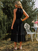  Neck Spliced Lace Midi Dress -BazaarBey - www.shopbazaarbey.com