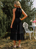  Neck Spliced Lace Midi Dress -BazaarBey - www.shopbazaarbey.com