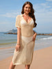 Slit Openwork  Short Sleeve Cover-Up Trendsi