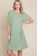  Ribbed Round Neck Short Sleeve Dress -BazaarBey - www.shopbazaarbey.com