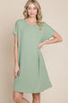 Ribbed Round Neck Short Sleeve Dress -BazaarBey - www.shopbazaarbey.com