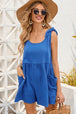 Tie Shoulder Scoop Neck Romper with Pockets Trendsi