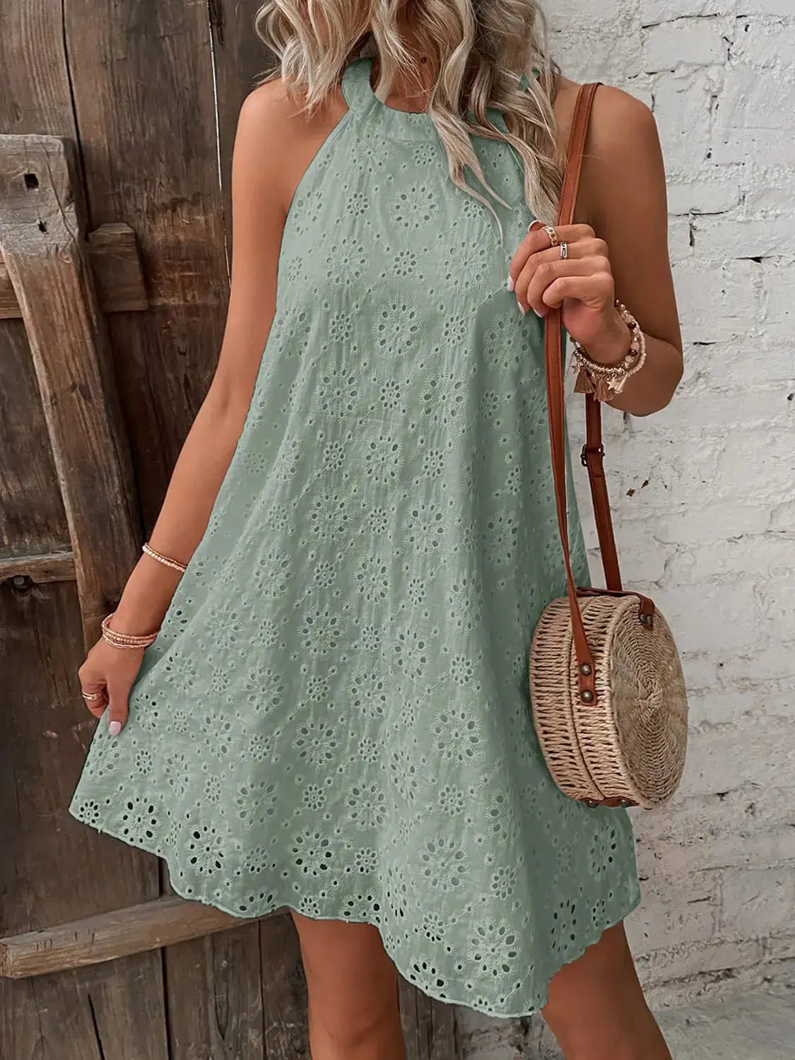   Neck Mini Dress -BazaarBey - www.shopbazaarbey.com