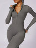 Zip Up Mock Neck Long Sleeve Jumpsuit Trendsi