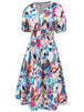 Ruched Printed  Short Sleeve Dress -BazaarBey - www.shopbazaarbey.com