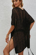 Openwork V-Neck Short Sleeve Cover Up Trendsi