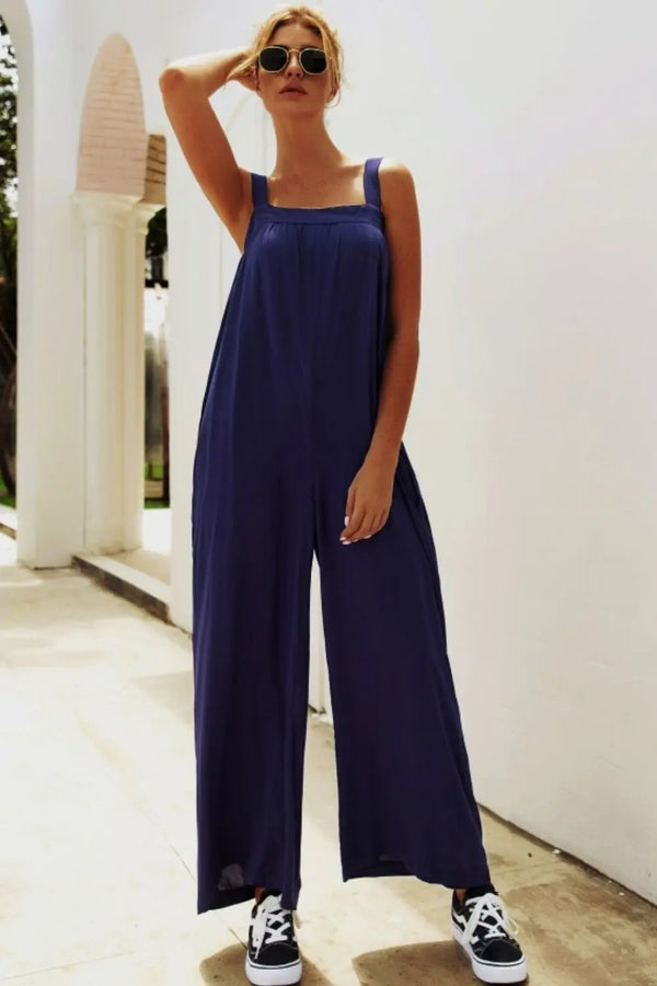 BazaarBey Wide Strap Wide Leg Jumpsuit 
