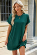 Round Neck Rolled Short Sleeve Tee Dress -BazaarBey - www.shopbazaarbey.com
